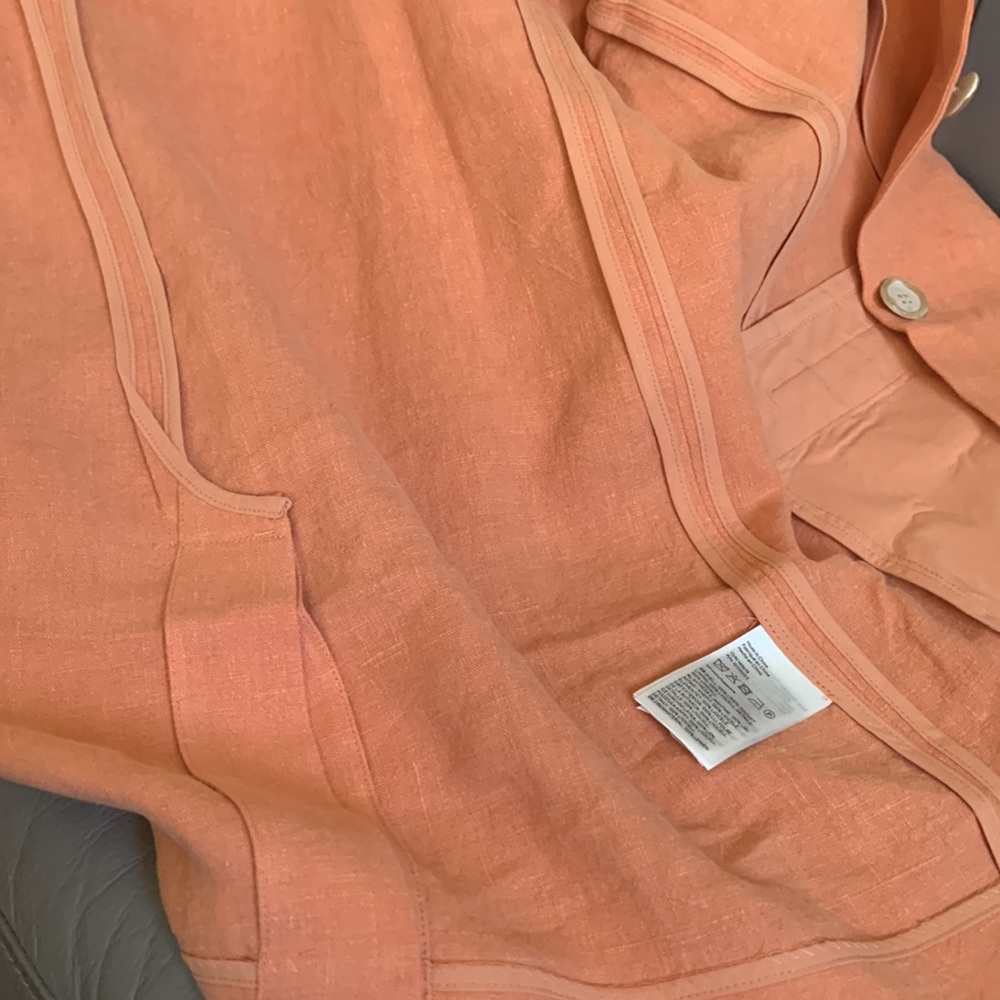 NWT H&M Premium Collection Coral/Orange Linen Blazer - Picture 12 of 13